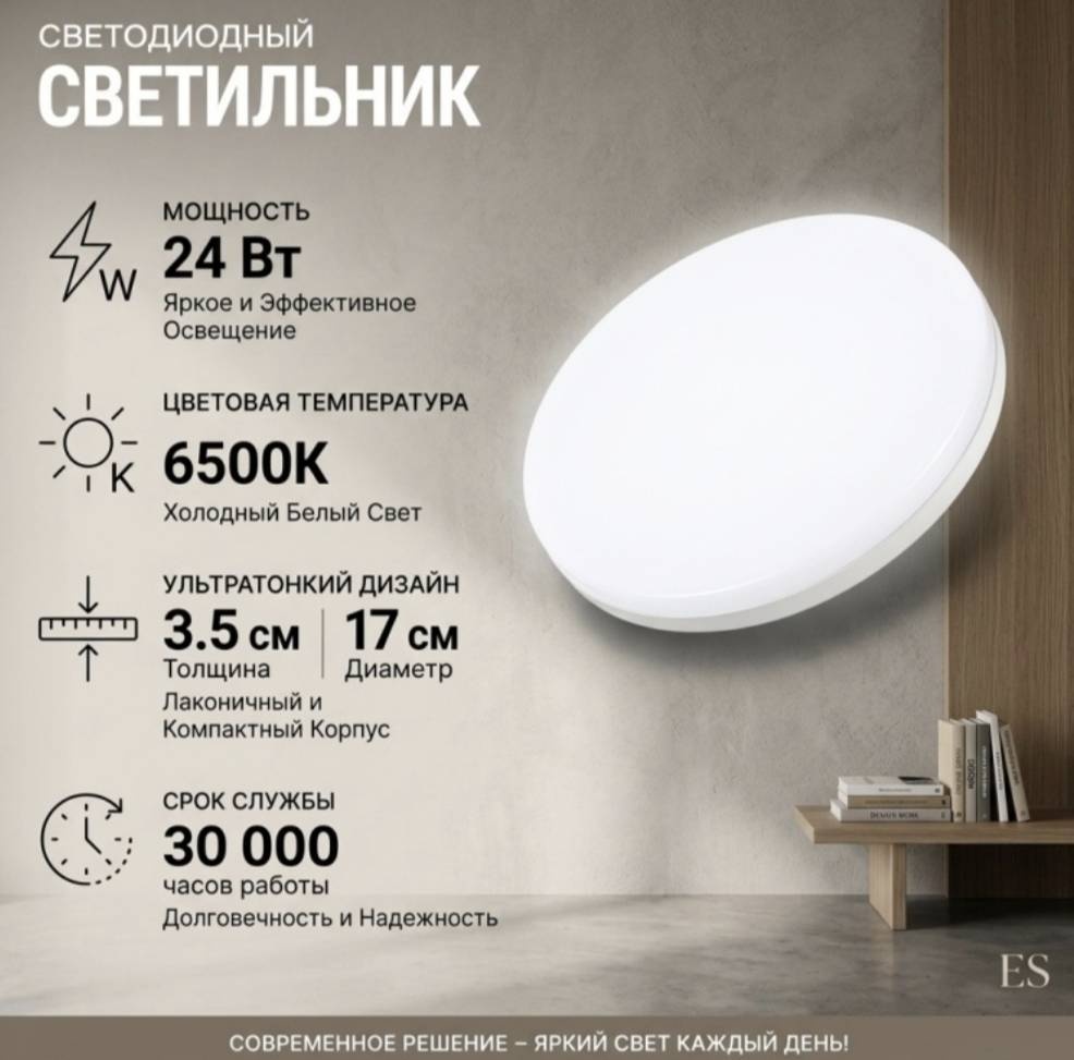 Светильник настенно-потолочный HISTEP без цоколя белый