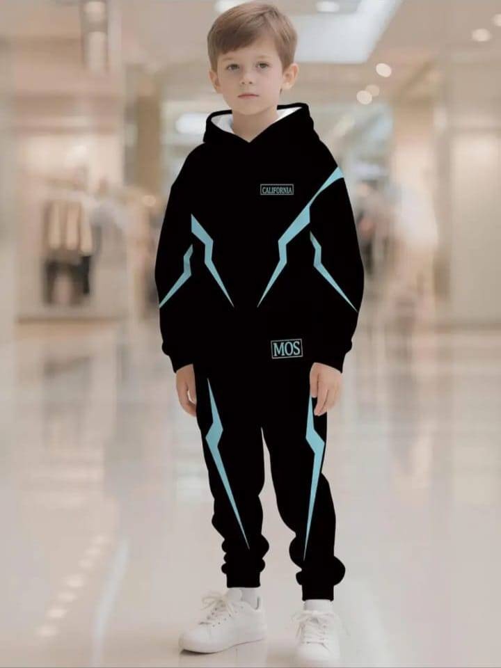 Спортивный костюм черный, голубой