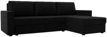 Угловой диван Nurjol 01 Home Linea, 245х70 см, обивка велюр, черный