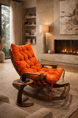 Кресло-качалка A BLVD Drovosek Comfort Set , обивка велюр, оранжевый