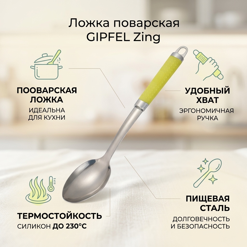 Ложка поварская GiPFEL силикон, 1 шт