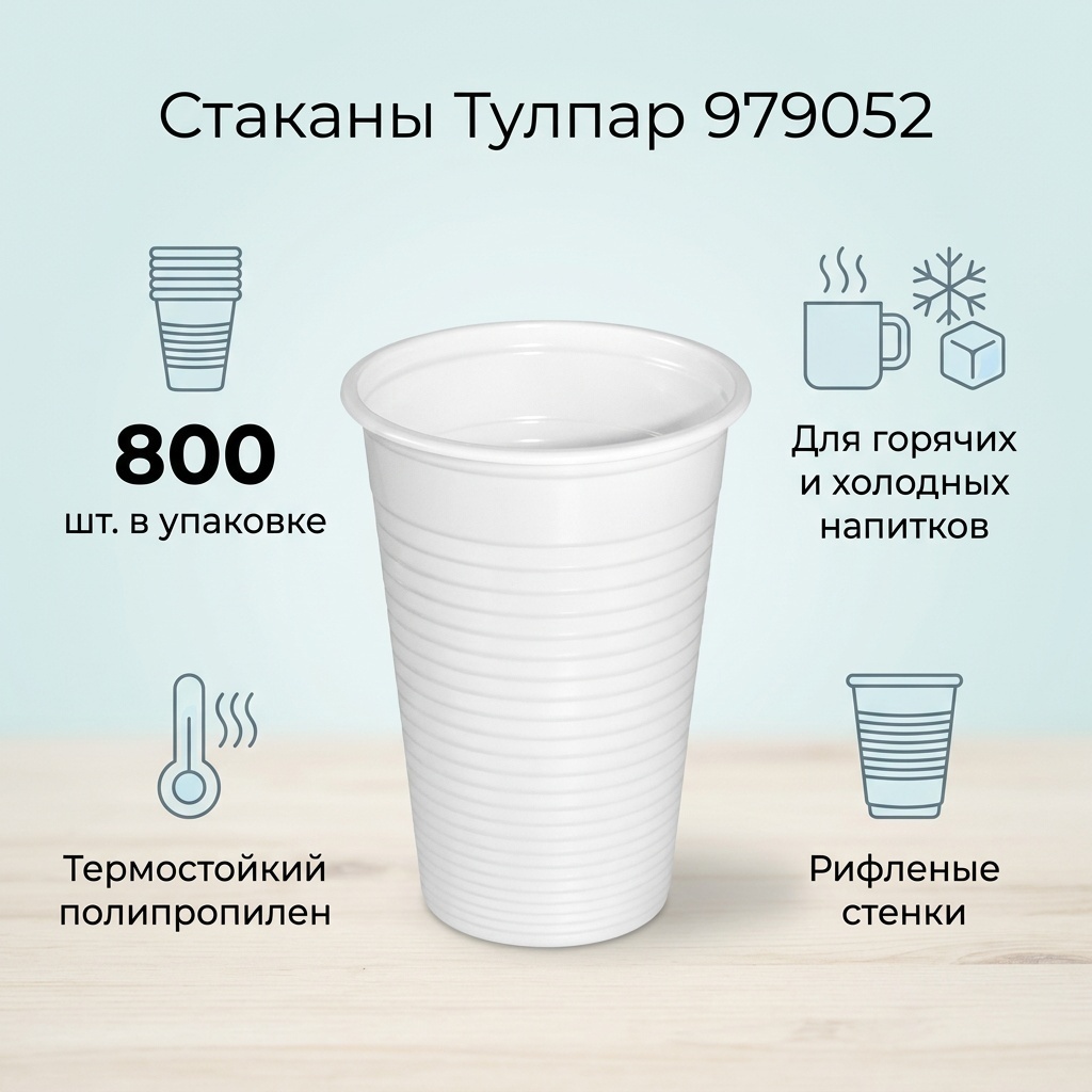 Тулпар стакан 979052 белый 800 шт