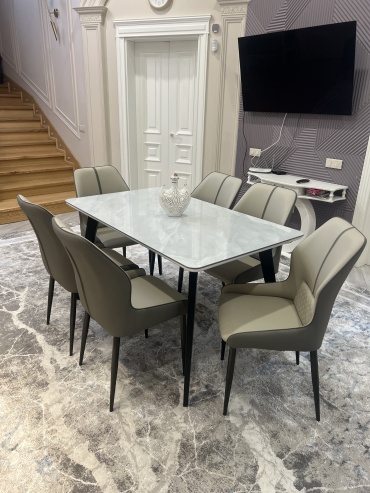 Комплект DT-397 711812013, стол 140х80 см + 6 стульев, серый, мультиколор