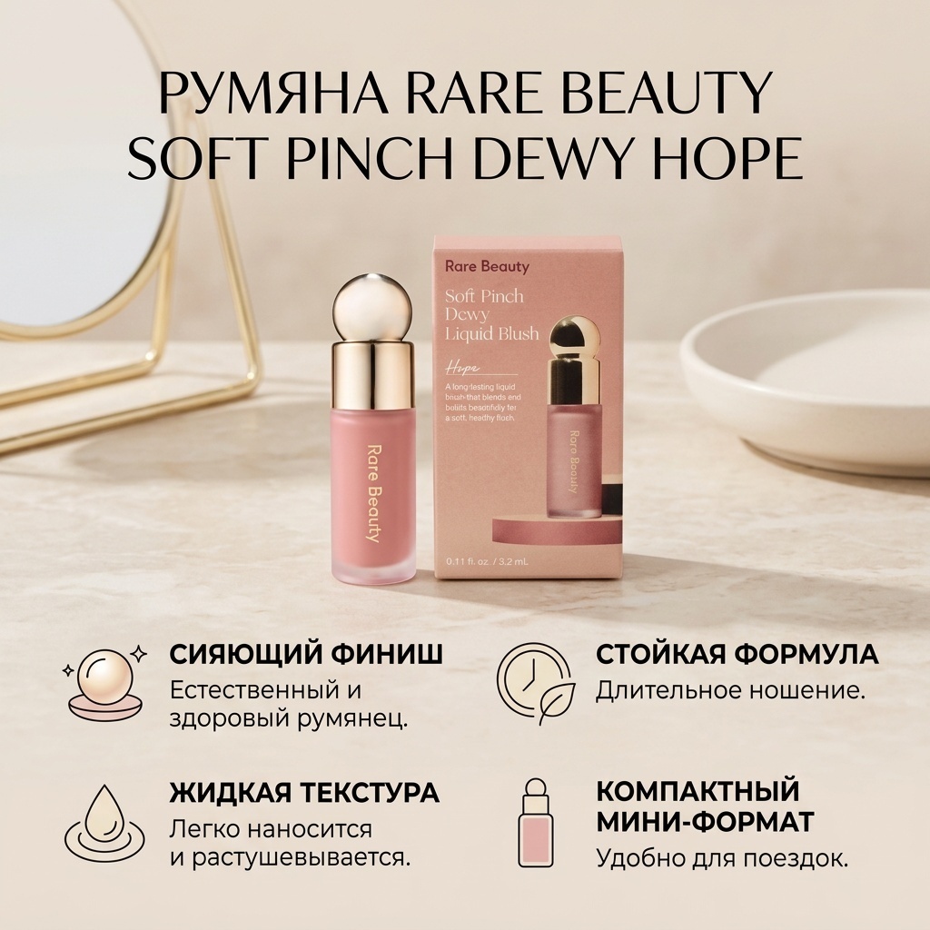 Rare Beauty Soft Pinch Liquid Blush mini румяна Hope