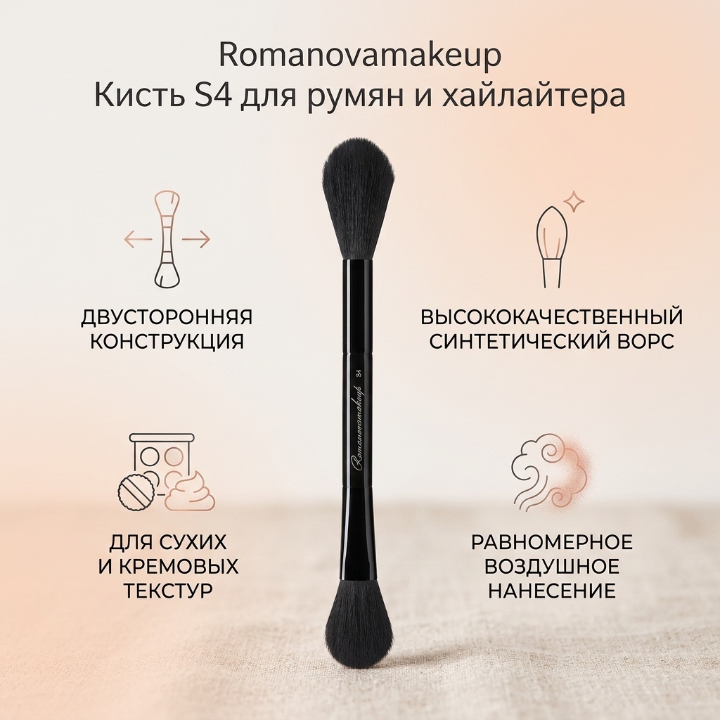 Romanovamakeup Кисть S4 для румян и хайлайтера 1