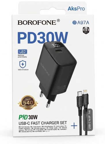 Borofone Ba97a Lightning, USB Type-C 30 Вт черный