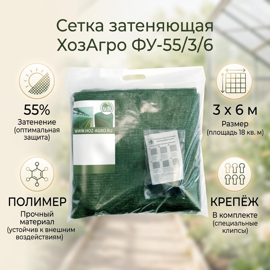 ХозАгро сетка затеняющая ФУ-55/3/6, полимер