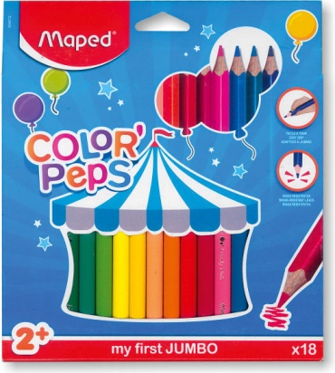 Карандаши в наборе цветные - 18цв. "Color'peps Jumbo/Maxi" (Maped)