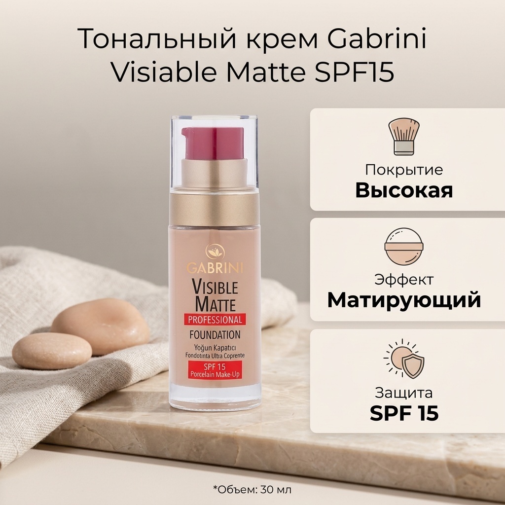 Gabrini Visiable Matte SPF15 тональный крем 01 30 мл