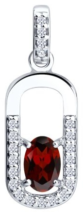 Подвеска SOKOLOV 92030889 вес 1.2 г серебро, гранат, фианит