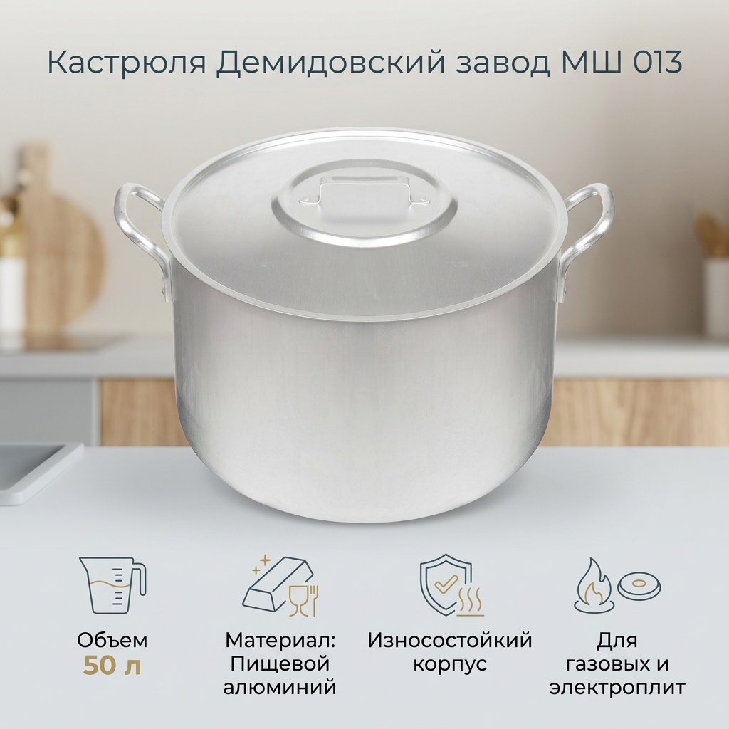 Кастрюля 50 л, Демидовский завод МШ 013 алюминий