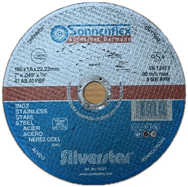 Диск отрезной по металлу 180x22.23х1.6 мм, Sonnenflex 19321