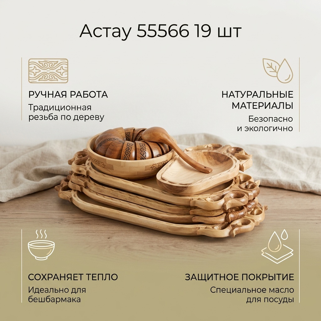 Астау Астау 55566 70х30 см, дерево, 19 шт