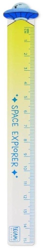Линейка SRU0001, 15 см, 1 шт, пластик, зеленый