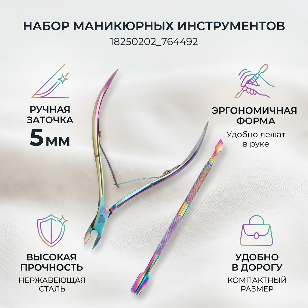 Набор маникюрных инструментов 18250202_764492 5 мм 110 см двойная 2 шт