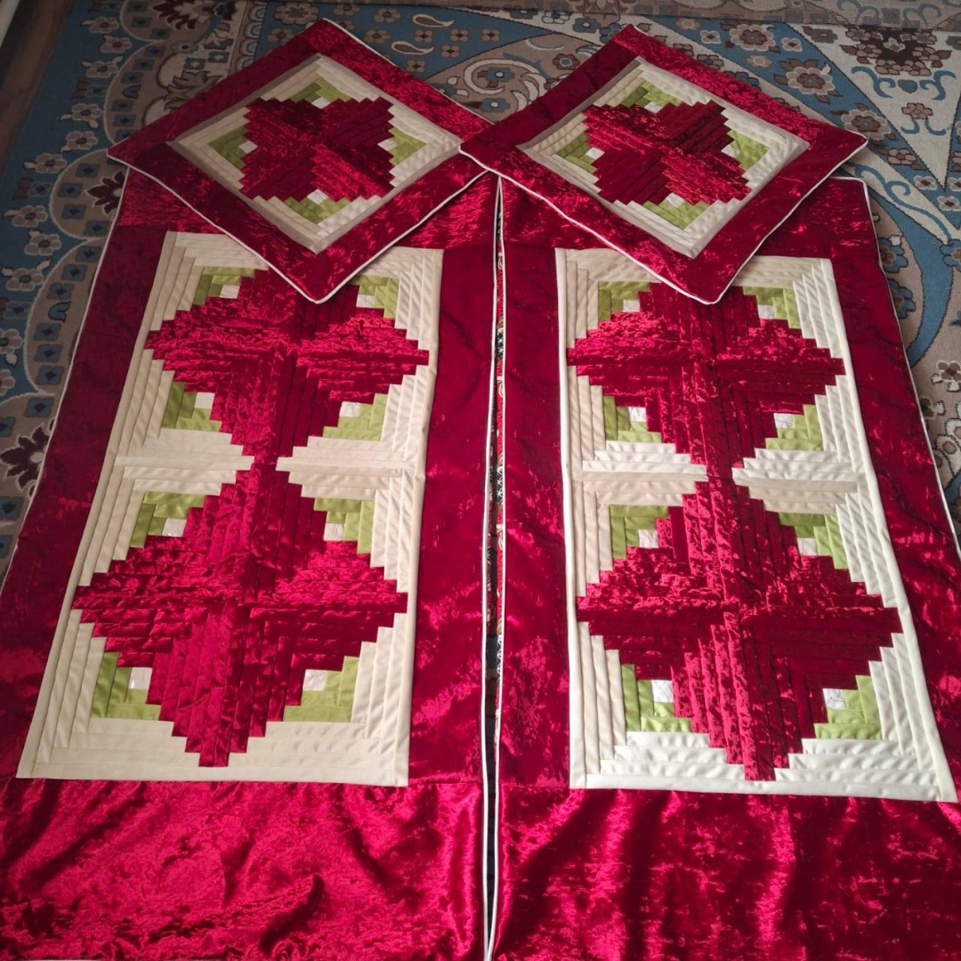 Комплект корпе с подушками 80x80 см, хлопок, бордовый