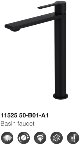 Смеситель AQUA LUX 1152550, латунь, цвет черный