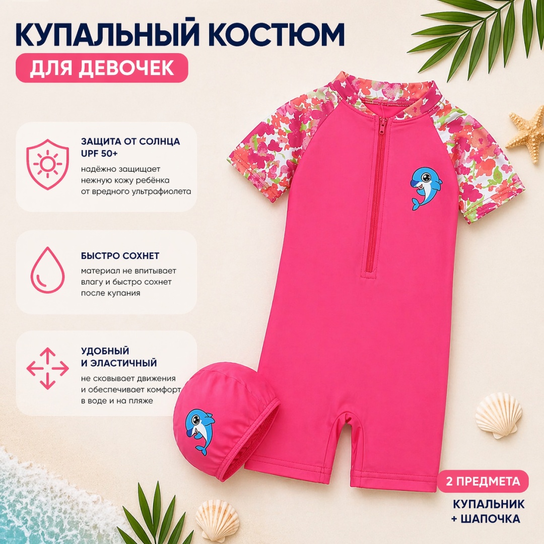 Слитный купальник Kids Tales розовый
