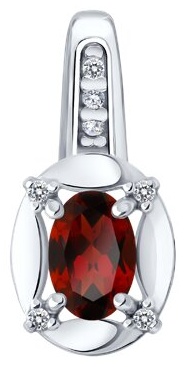 Подвеска Zlato 478СР92030858С1 вес 0.75 г серебро, фианит, гранат