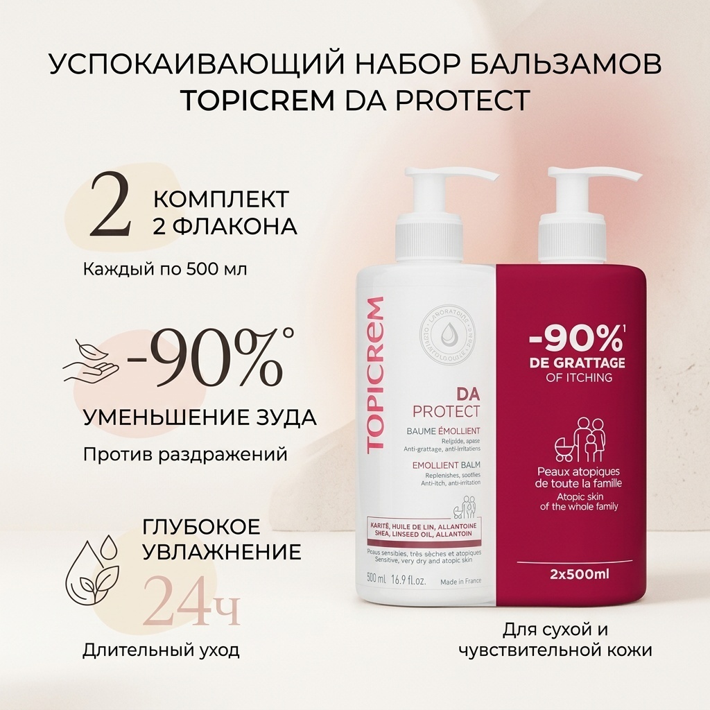 TOPICREM TOPICREM DA PROTECT НАБОР БАЛЬЗАМ 500 мл 2 шт бальзам для тела 500 мл