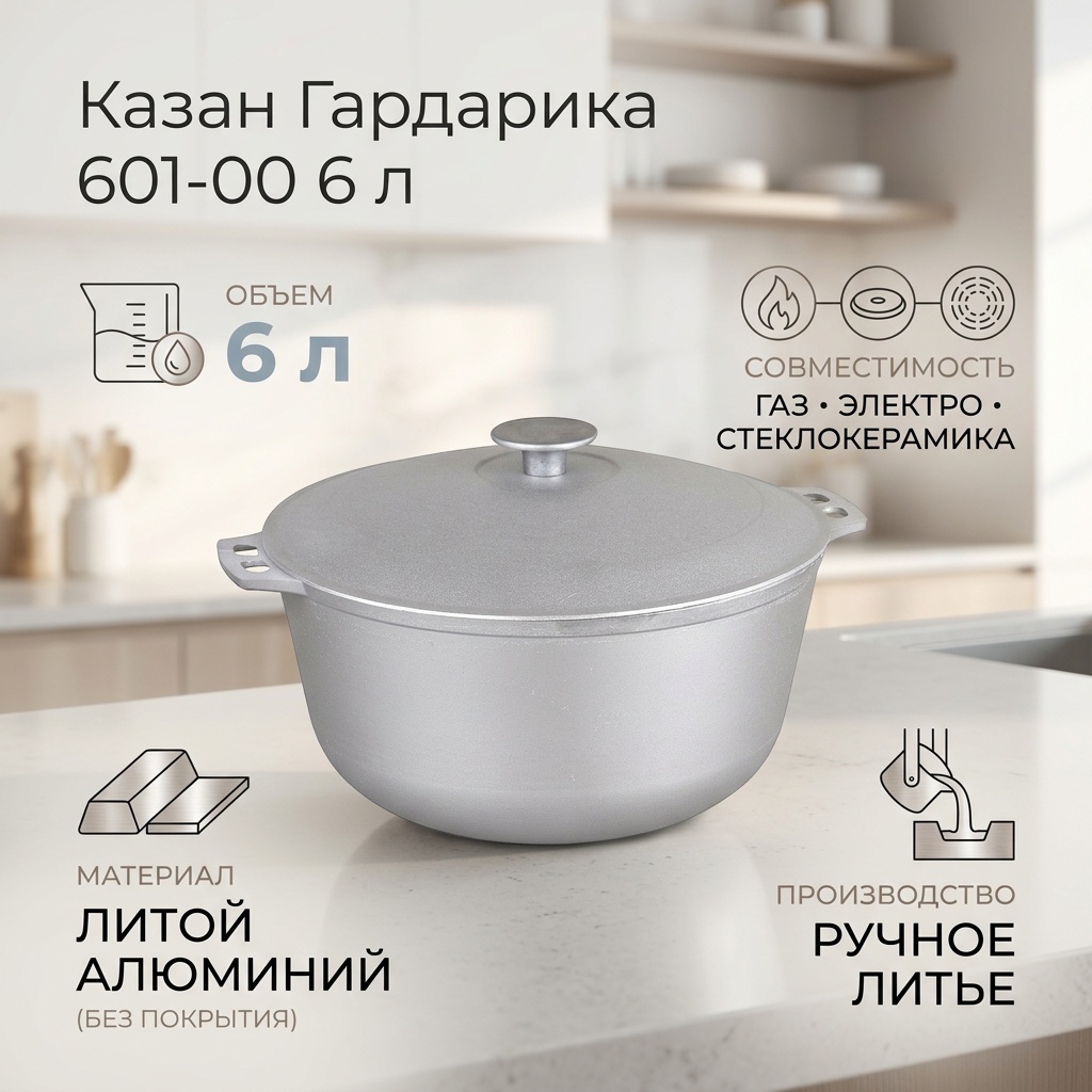 Казан Гардарика 6 л, алюминий