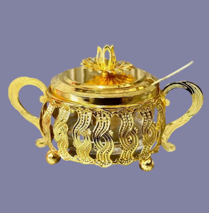 Сахарница 30286127_353103183 1 шт, стекло, нержавеющая сталь