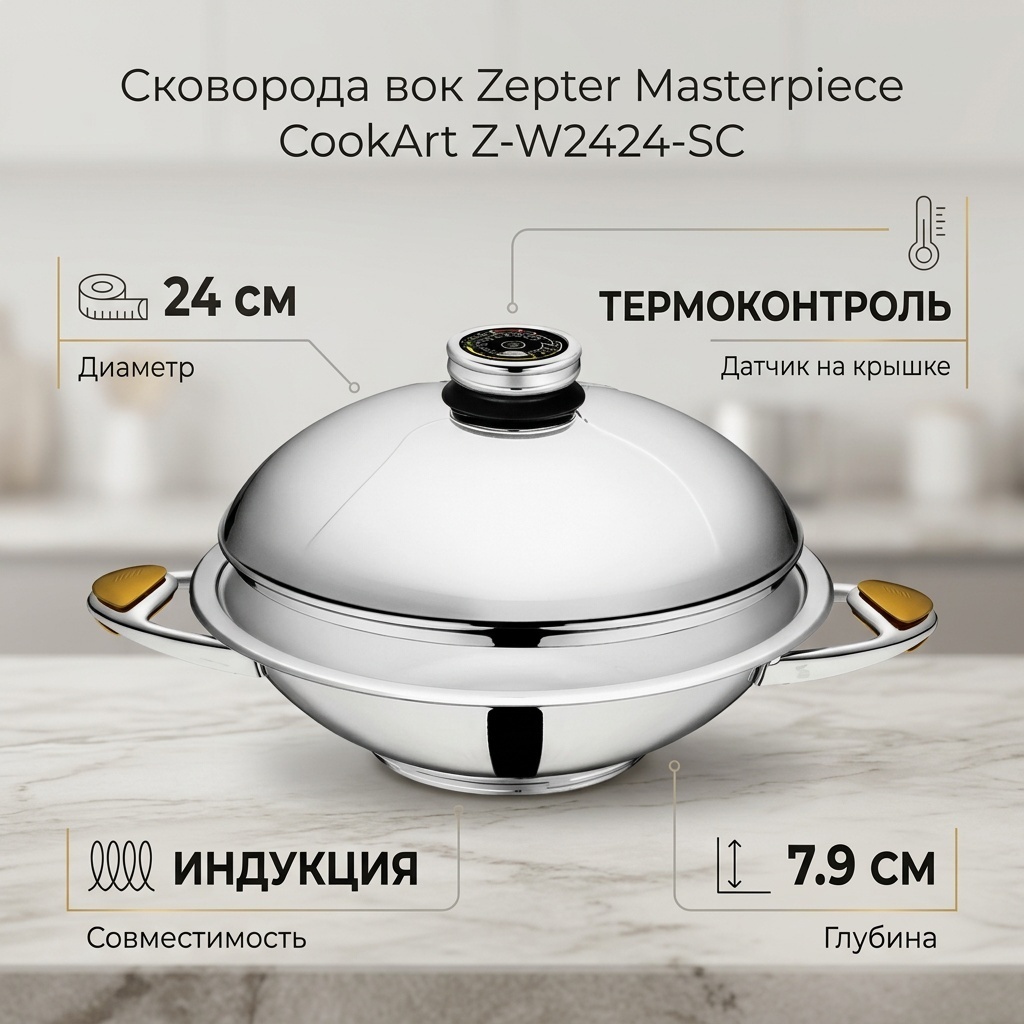 Вок Zepter Masterpiece CookArt 24 см , сталь