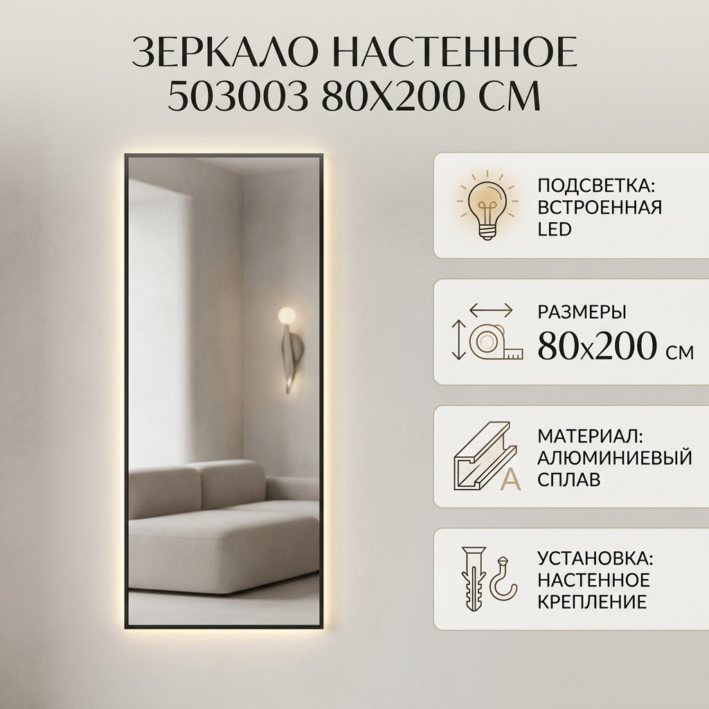 Зеркало настенное 80x200 см