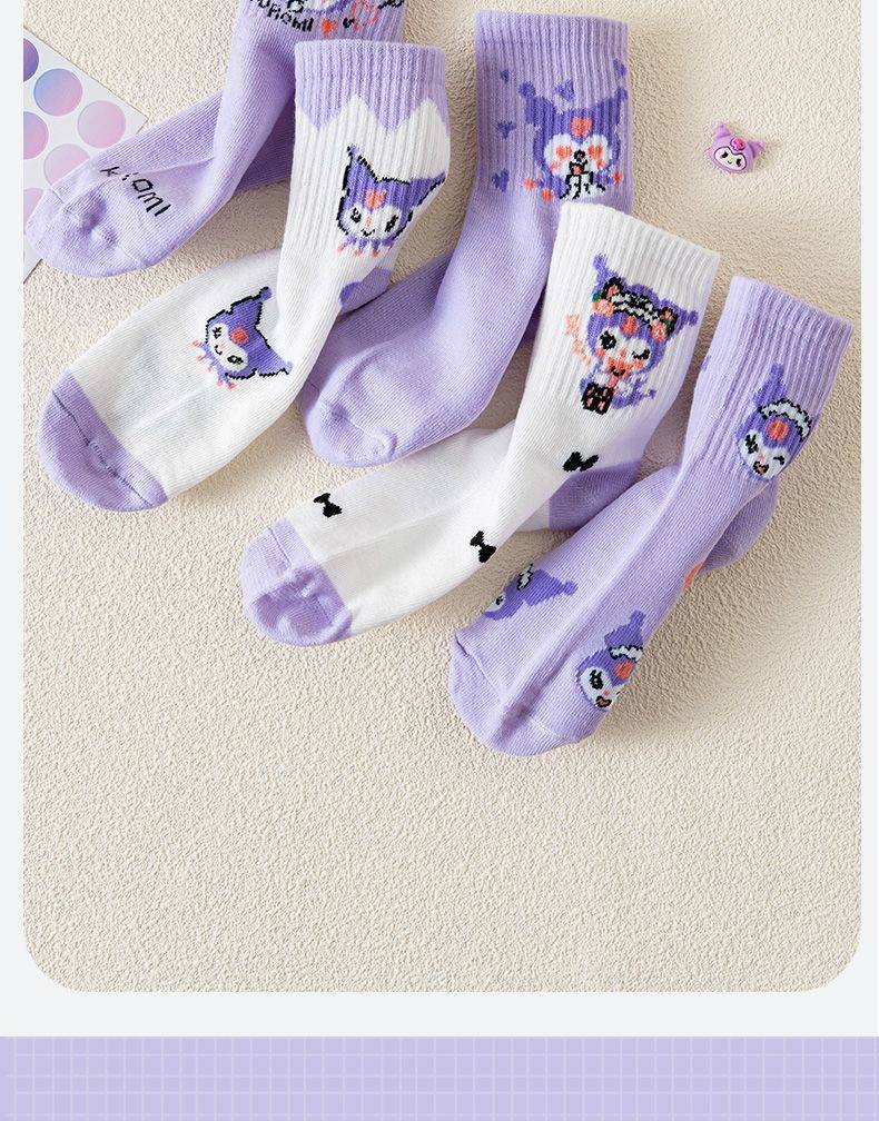 Носки KIDS SOCKS Носки Kuromi 5 пар белый, фиолетовый L