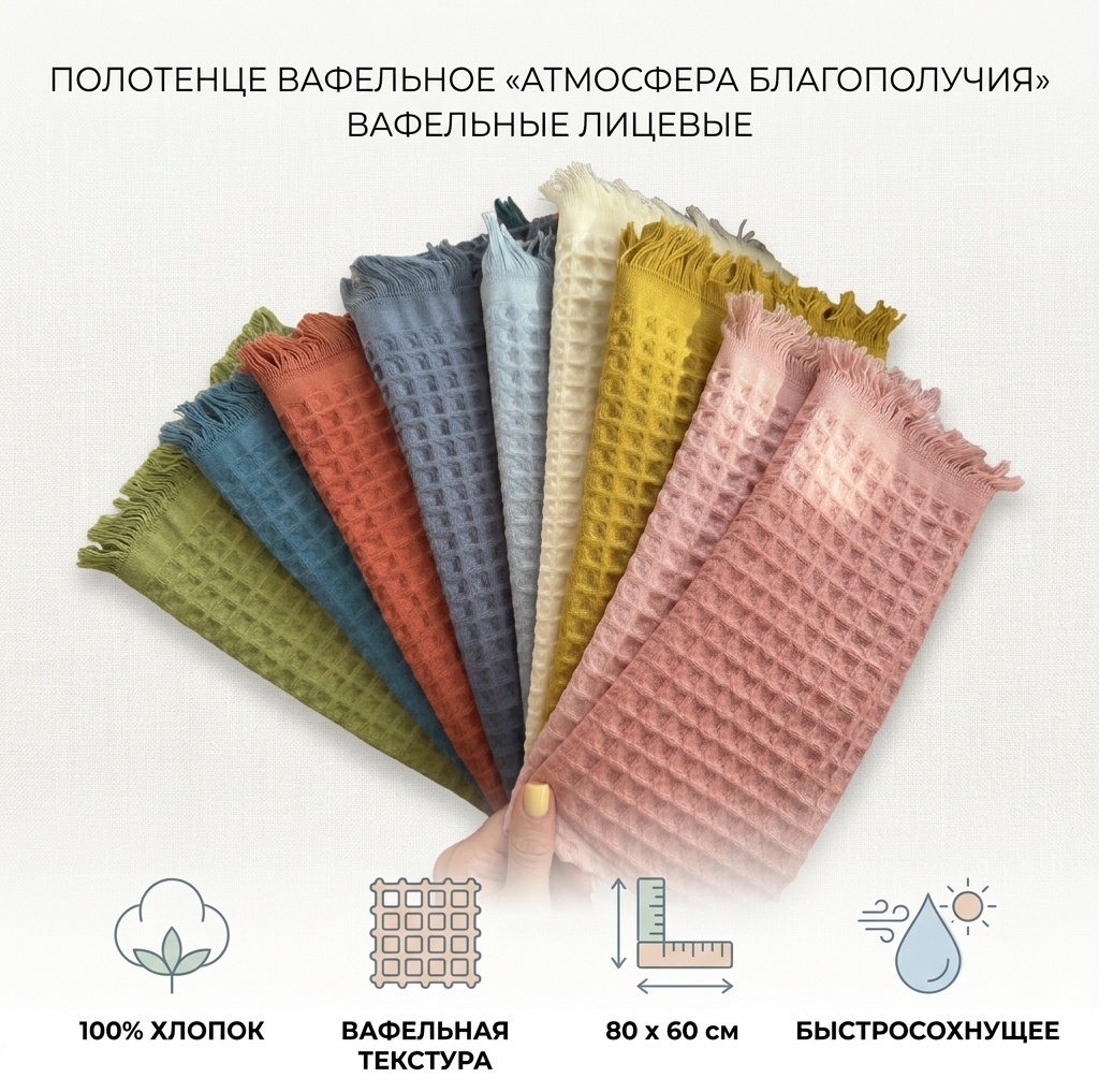 Полотенце Атмосфера благополучия 80x60 см, хлопок, 1 шт,