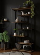 Стеллаж напольный Лофт, 110x35x200 см, черный, коричневый