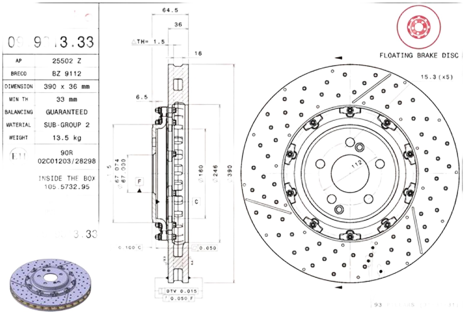 Диски Brembo передние 09931333