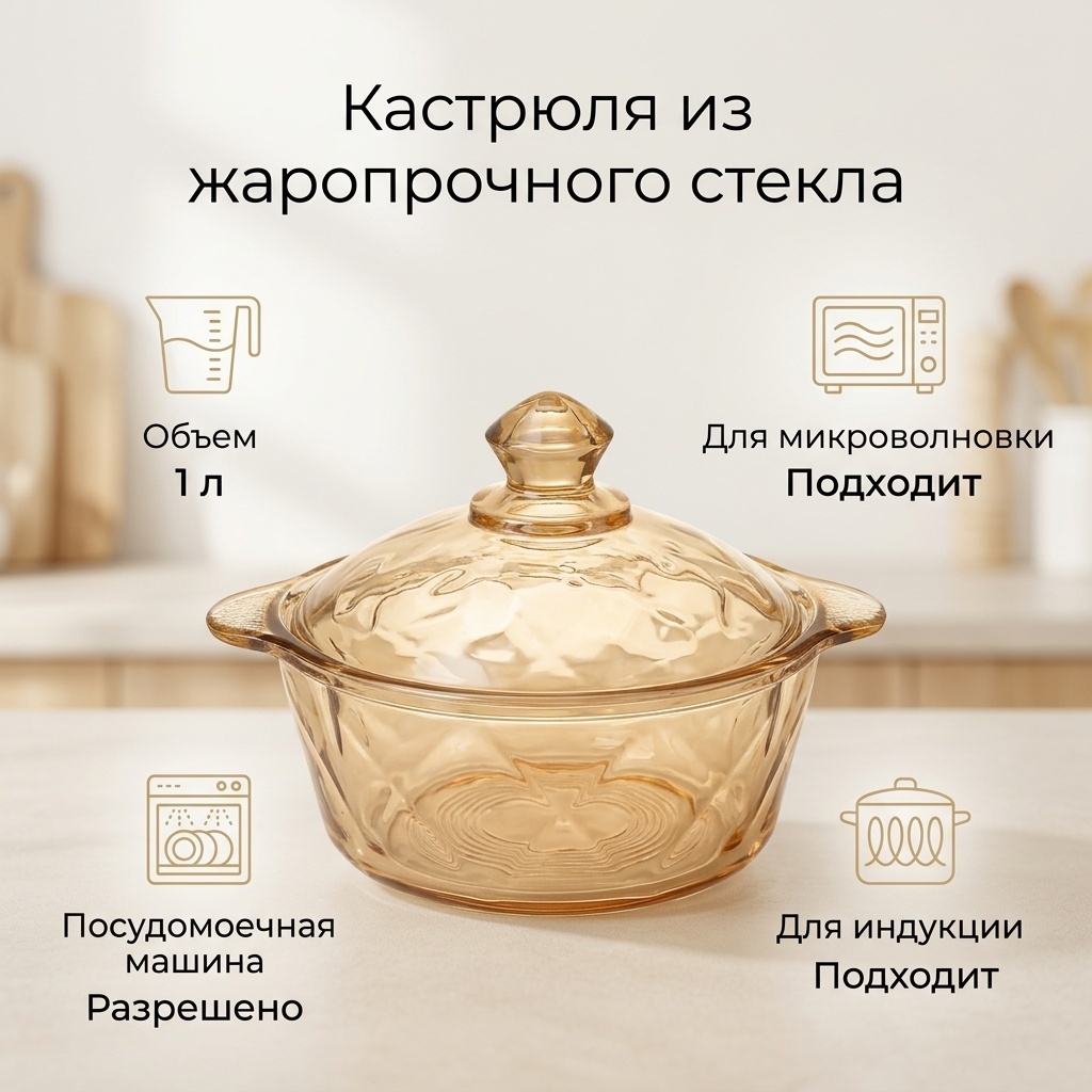 Кастрюля 1 л, 30152006_001 стекло
