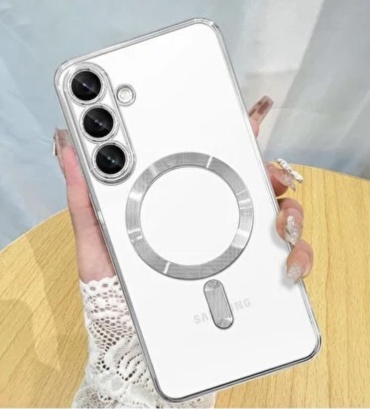 Чехол Case для Samsung Galaxy S26+ серебристый-прозрачный