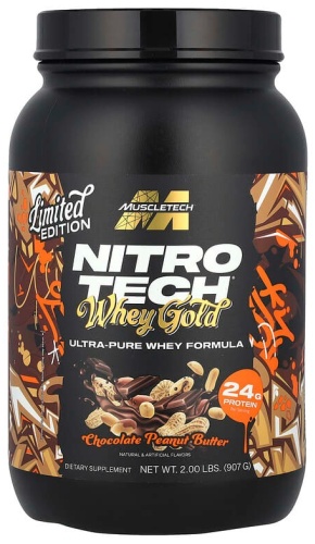 Протеин MuscleTech Nitro Tech Whey Gold, шоколадно-арахисовая паста, 907 г (2 фунта) шоколад 907 г