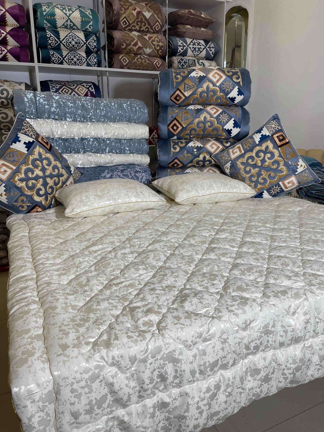 Комплект корпе с подушками 230x80 см, вата, синий