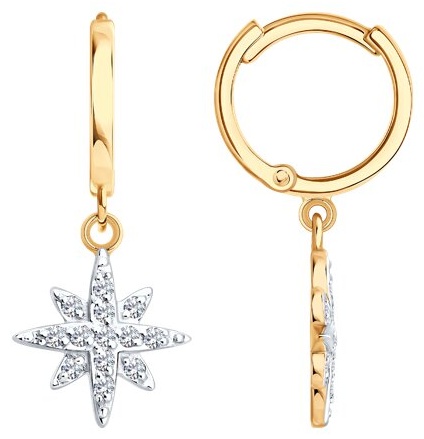 Серьги SOKOLOV EAR-SO-585-259148 вес 1.26 г золото, фианит