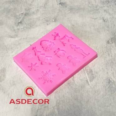 Asdecor молды и вайнеры 1482СН Новогодние фигурки-ёлочка, джинжермен, щелкунчик итд 1 шт