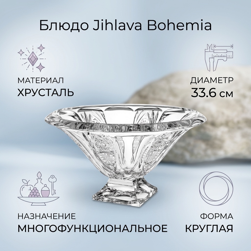 Блюдо Jihlava Bohemia 33.6х33.6 см, хрусталь, 1 шт