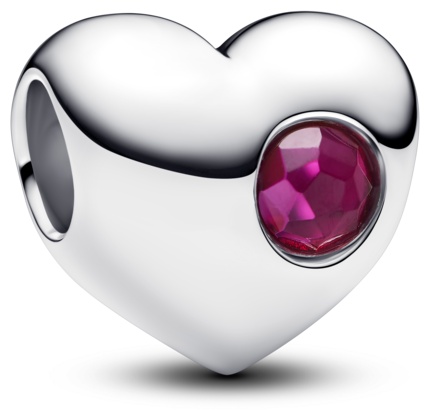 Шарм PANDORA «Сердце» с ярко-розовым камнем для гравировки 794161C07 вес 2,61 г серебро, кристалл