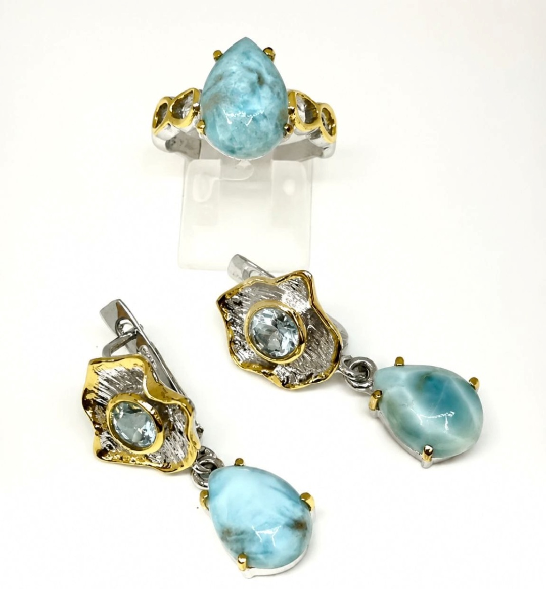 HandMade 54545 вес 15 г серебро, ларимар
