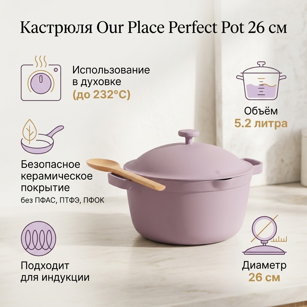 Кастрюля 5.2 л, OUR PLACE Perfect Pot 26 см керамика
