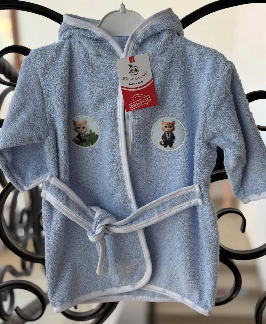 Махровый халат Elma kids голубой