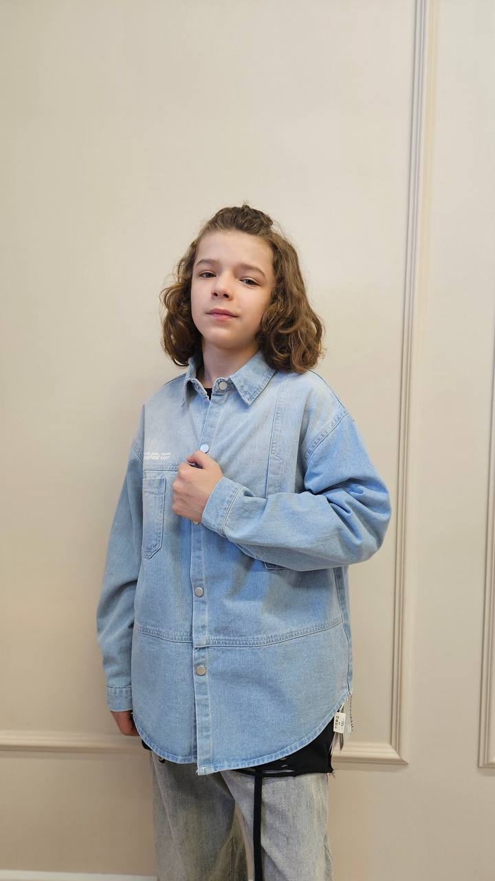 Рубашка джинсовая 24kids голубой