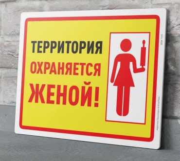 Табличка SIGNIQ Охраняется женой 24x18 см