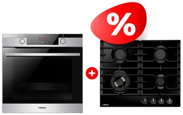 Hansa BOEI684633 черный, серебристый + варочная поверхность Hansa BHGS611839