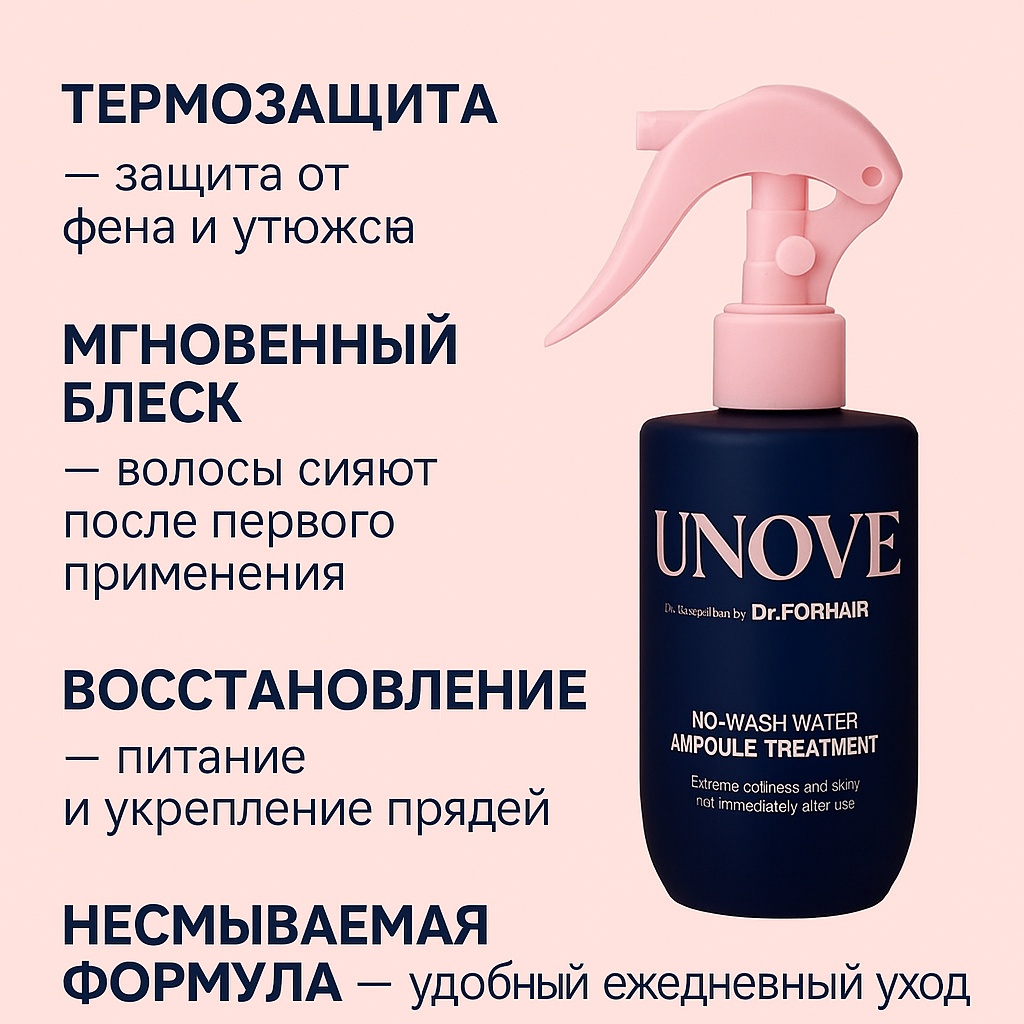 Unove No-Wash Water Ampoule Treatment спрей-термозащита 200 г