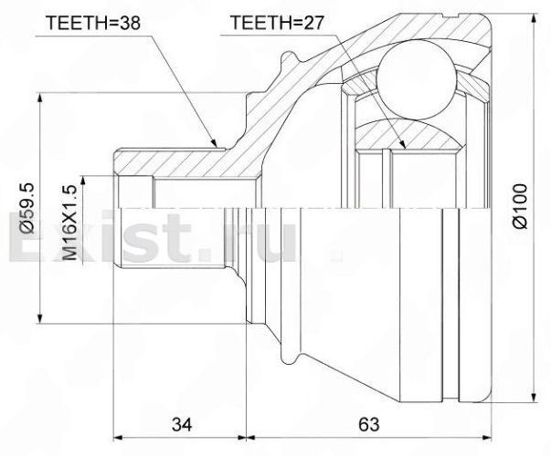 LYNXauto шрус внутренний CO3793