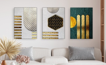 Room Art KZ модульная картина Картины золотые геометрические интерьерные 180x90 см