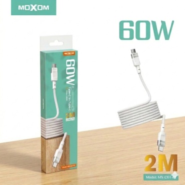 Кабель Moxom USB TypeC (F), USB TypeC (M), 2 м, белый